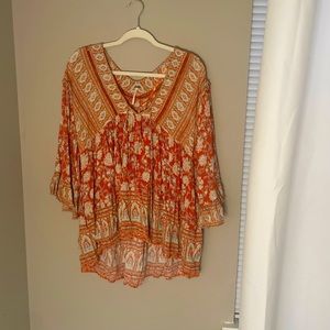 Free People orange printed tunic beach coverup